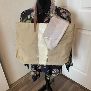 Chic Tan Tote Bag with Brown Accents and Fancy Coin Purse NWT